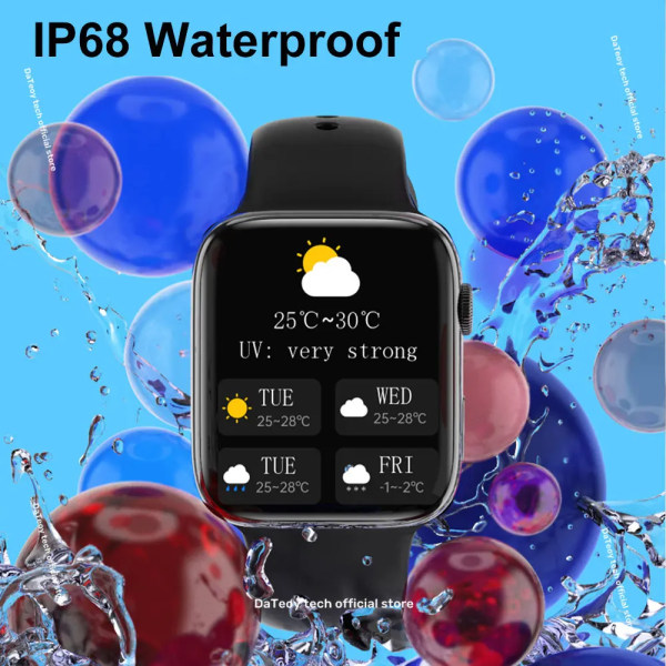 Watch 9 Smart Watch Series 8 Always on Display Blodsocker NFC Smartwatch Herr Dam BT Call Kroppstemperatur För Apple Black metal