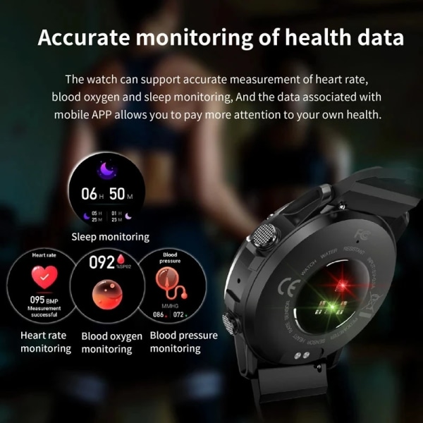 NX9 Rugged Smart Watches Herr för Android Huawei Ios Vattentäta klockor 1,39'' HD Fitness Tracker Bluetooth Ring Smartwatch black