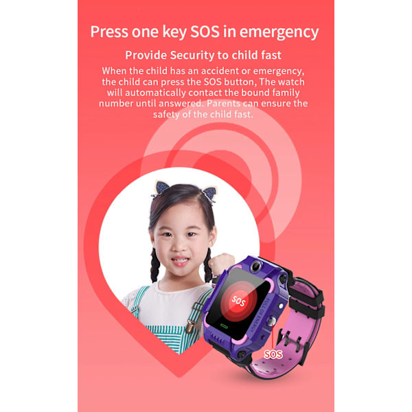 Barn Smart Watch Ny Sim-kort Smartwatch för barn SOS LBS Ring Telefon Kamera Röstchatt Foto Vattentät Pojkar Flickor Present Q19 W19-360 Red Russian Version