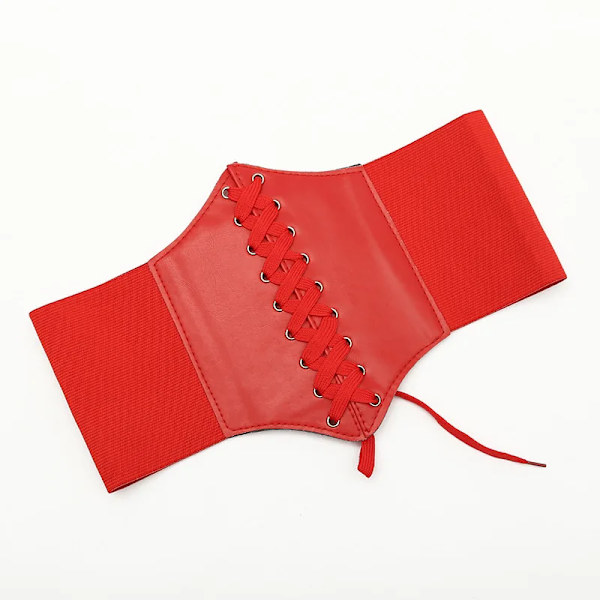 Sexiga Svarta Punkkorsetter Bred Pu Läder Slimming Bälte Bustiers Gothic Body Mage Bälten Dam Hög midja Elastisk Body Building Red One Size