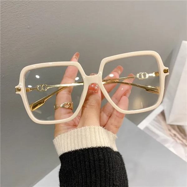 Mode överdimensionerade fyrkantiga glasögon Retro Damljus Bloking Metallbåge Glasögon Trend Optiska datorglasögon Leopard