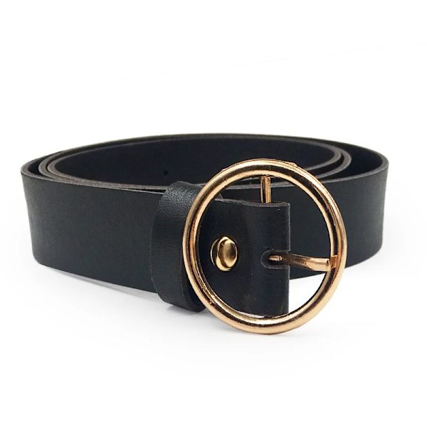 Dammode Stor dubbelring Cirkel Metallspänne Bälte Vild midjeband Dam Breda läderremmar Bälten för fritidsklänning Jeans Style 5 BlackGold One Size