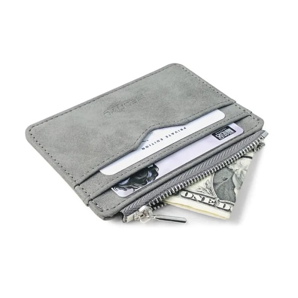 Slim kortkort plånbok herr matt läder Retro multikort frostat tyg Korthållare Pengar Minimalistisk Transparent myntväska Blue