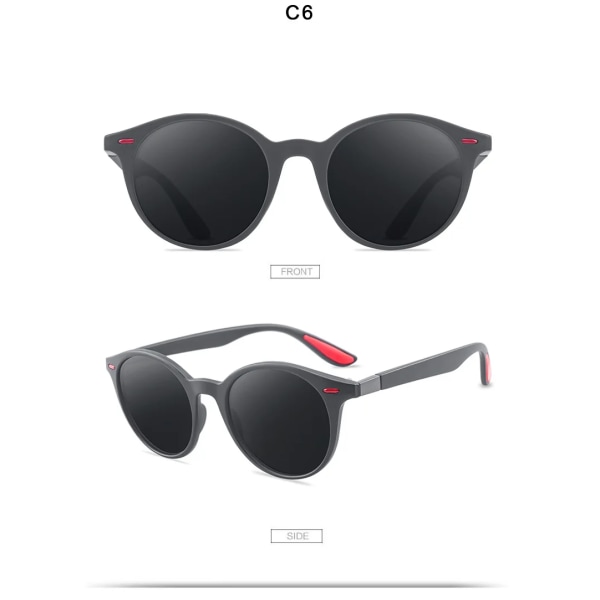 Unisex Retro Rivet Polariserade Solglasögon Mode Oval Ram Solglasögon För män Kvinnor Körskydd Glasögon Gafas De Sol UV400 C6