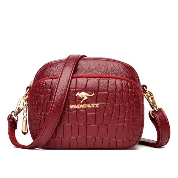 Kvinnors mini-krokodilmönster Crossbody-väskor Vintermodedesigner Axelväskor och väskor PU-läder Messenger Sac Burgundy