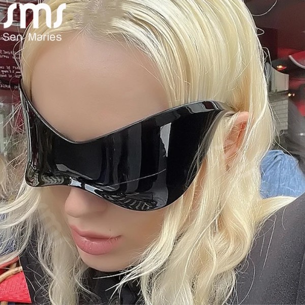 Oversized Punk Sport Solglasögon Nya Kvinnor Män Lyxigt Märke Designer Solglasögon Goggle Kvinna UV400 Black Shades Glasögon Oculos Style B4 As Shown