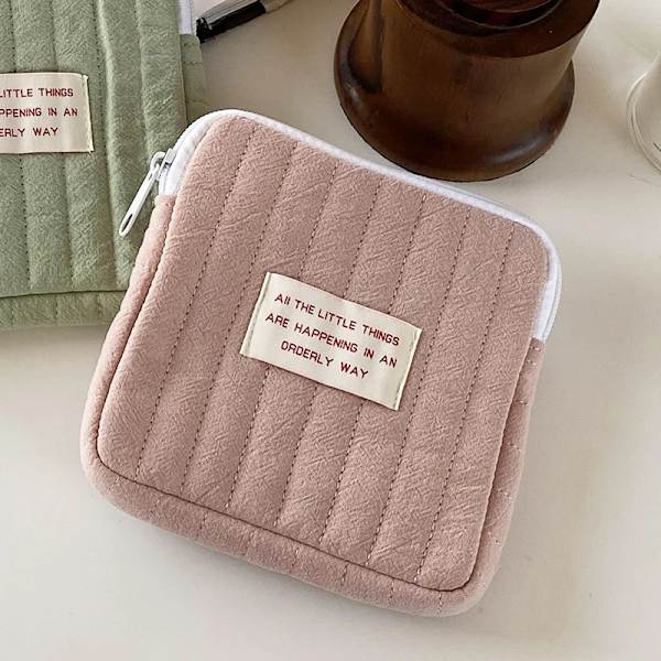 Förvaringspåsar för sanitetsbindor Bomull Söt Korea Myntväska Mynt Smycken Organizer Case Liten smink kosmetikapåsar White