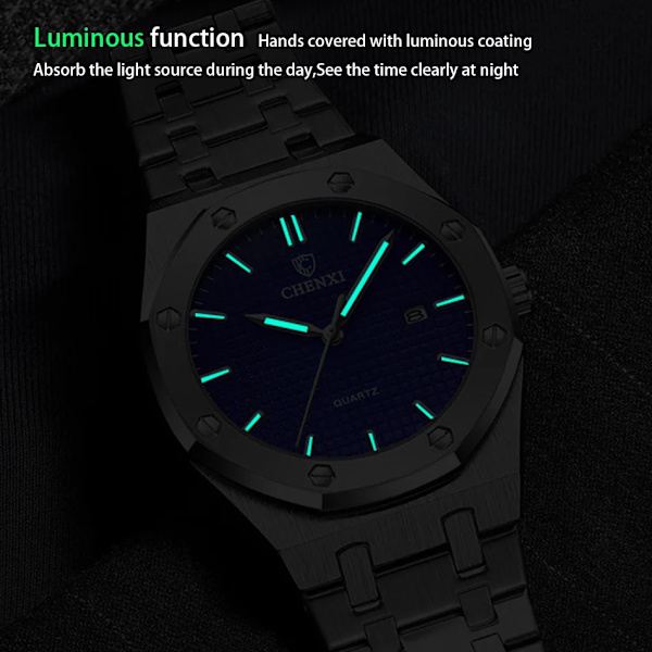 Big Dial Casual Herrklockor Lyxigt rostfritt stål watch för män Toppmärke Vattentät Quartz Minimalism Klocka Black with Box
