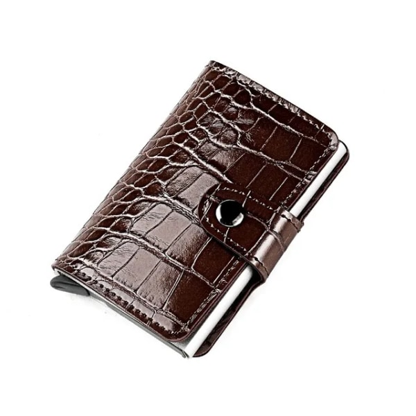 RFID-spärrande kreditkortshållare för män Kvinnor Metall kolfiber Miniplånbok för män Korthållare för män coffee(.1682)