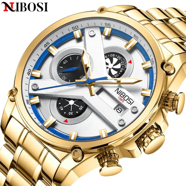 2022 Top Relógio NIBOSI Masculino varumärke lyxklockor för män Business rostfritt stål vattentät kronograf kvarts watch Gift Box(.224)
