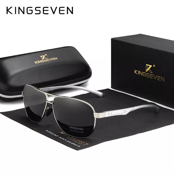 KINGSEVEN 2022 Märke Män Aluminium Solglasögon Polarized UV400 Mirror Man Solglasögon Dam För Män Oculos de sol Silver Gray Original