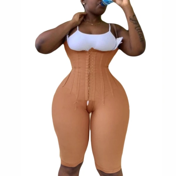Fajas Colombianas fri byst Knälångt kompressionsplagg med tunna remmar Ögonkrok Skims Kim Kardashian Orange XXXL