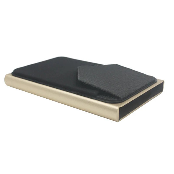 Smal aluminiumplånbok med elasticitet på baksidan ID Kreditkortshållare Mini RFID-plånbok Automatisk pop up case Gold