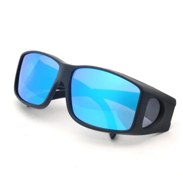 Ny polariserad lins för män Körning Fiske Solglasögon Cover För Myopia Glasögon Flip Polaroid Solglasögon Oculos De Sol Masculino black frame blue