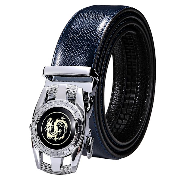 Högkvalitativt märke herrbälten blå koläder Automatiska spännen Spärr midjeband Bälte för män Klänning Jeans Kostym Byxor Present 2210DME 120cm