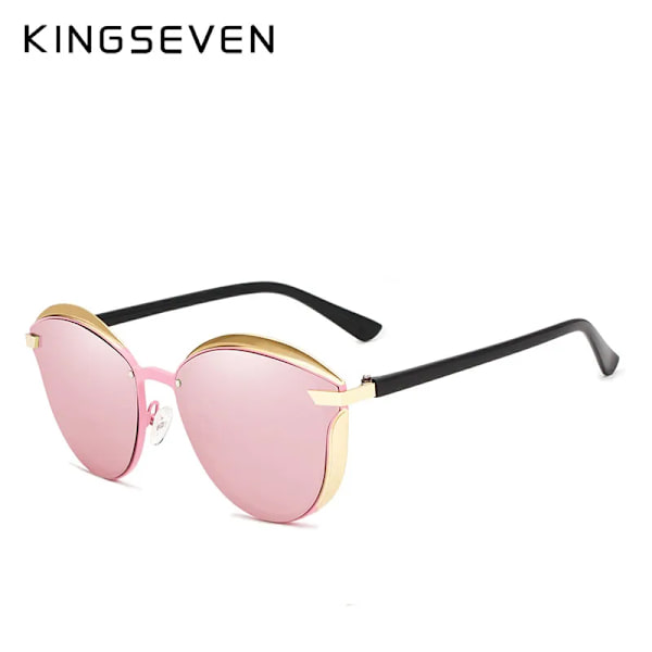 KINGSEVEN Polarized Solglasögon För Dam Lyxdesign Dam Elegant Solglasögon UV400 Skydd Mode Cat Eye Glasögon C02 PINK Original