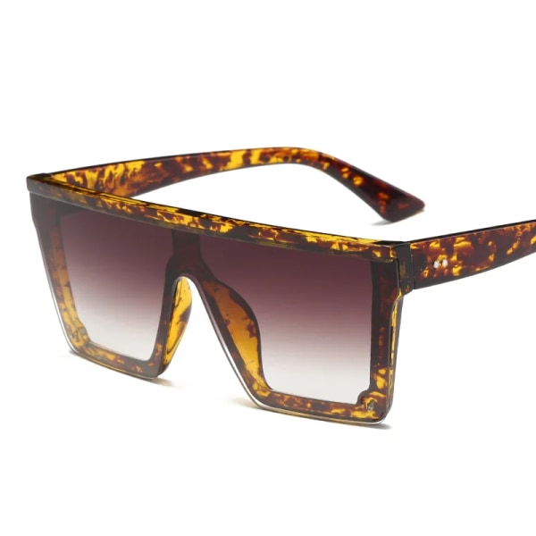 DCM Nya Oversized Man Flat Top Solglasögon Märke Black Square Shades UV400 Gradient Solglasögon UV400 C4 Leopard