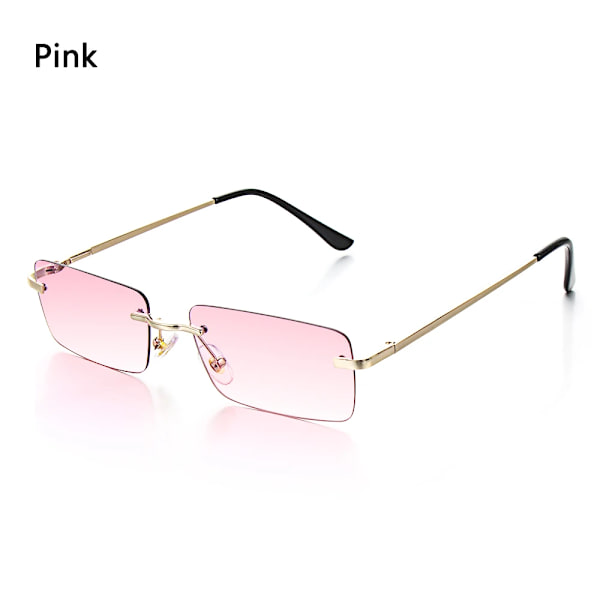 Resestil Bergsklättring Solglasögon För män Kvinnor UV400 nyanser Rektangel utan båge Glasögon Gradient Färger Glasögon Pink