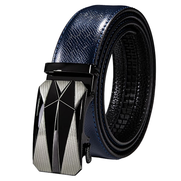 Högkvalitativt märke herrbälten blå koläder Automatiska spännen Spärr midjeband Bälte för män Klänning Jeans Kostym Byxor Present 2254DME 130cm