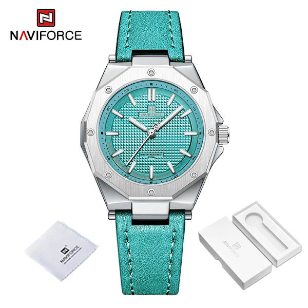 NAVIFORCE Mode Minimalistisk Design Watch för kvinnor Casual Quartz Dam Läder Armbandsur Case Kvinnlig klocka SBEBE-BOX