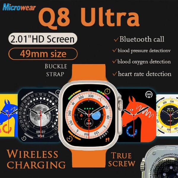 S8 Ultra max Smartwatch för Q8 Ultra Fitness NFC Original 1:1 Iwo Series 8 BT Call Smart Watches för Apple Android Phone black a Sea
