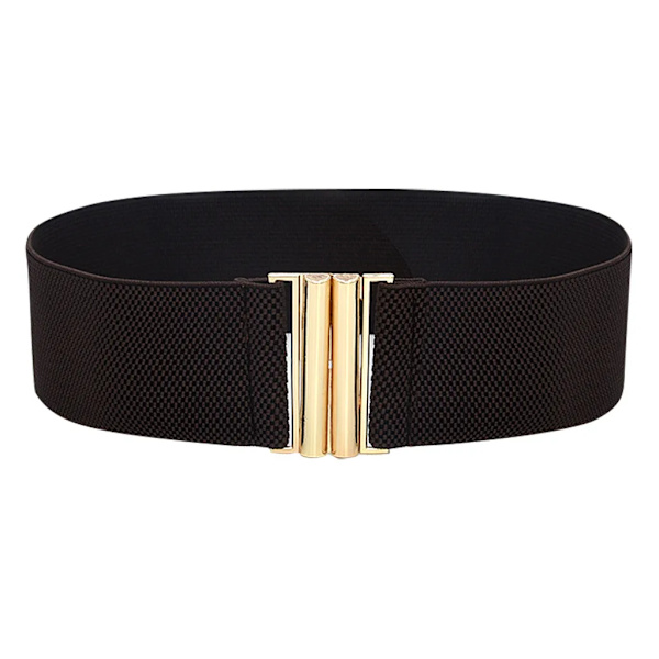 Brett resårbälte Enfärgad Korsettbälte Metallspänne Dammode Cummerbands Stretch Cinch Midjeband Klänning Midjebälte #YY Coffee