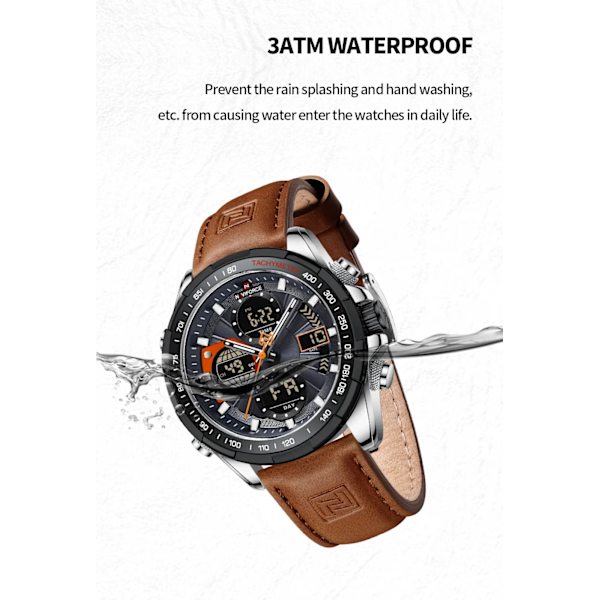 2022 NAVIFORCE sportklockor för män Stark lysande dubbel skärm Vattentät kvarts äkta läderarmbandsur Relogio Masculino RGBEBE-BOX