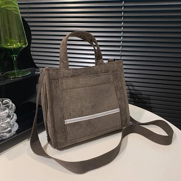 Kvinnor Manchesterväska Bolsa Feminina Axelväska Lyx Designer Shopping Casual Damväskor Kvinnlig bomullsdragkedja Handväskor B Brown 26x23x10cm