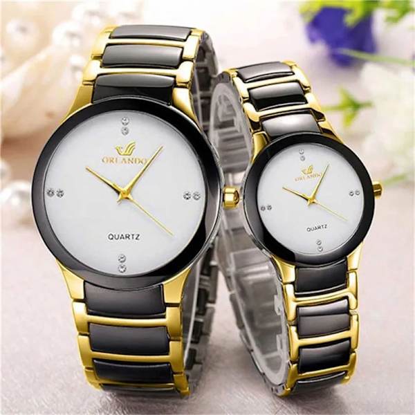 2022 Par Klockor Män Rostfritt stål Watch Relogio Masculino Man Mode Casual Business Armbandsur Dam Klocka Hot GOLD SMALL