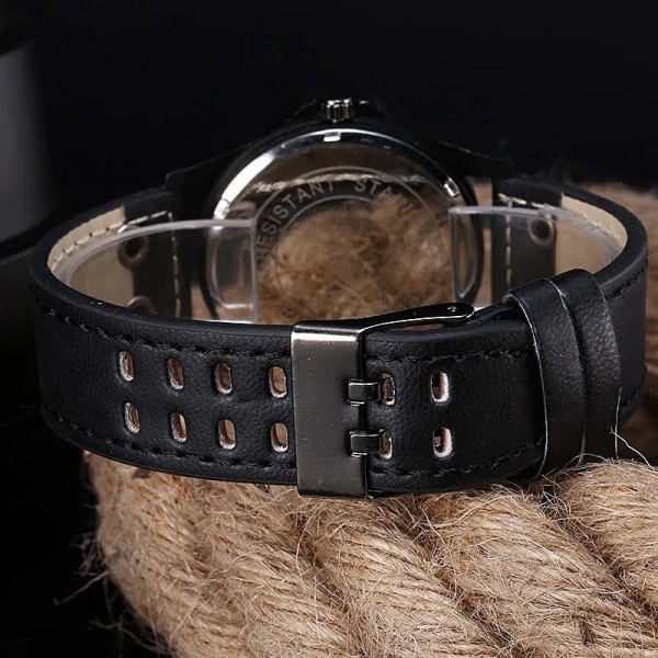 Casual läderrem Nummerskiva Quartz Armbandsur Mode Herrklockor för Man Enkel Sport Stil Man Klocka relogio masculino Khaki