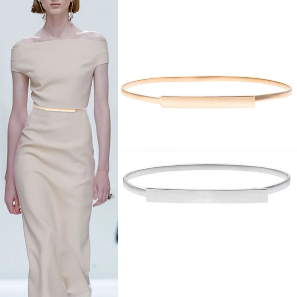Modedesigner Guld Silver Justerbar Metall Bred Bling Midjeband Tallrik Damkedjor Midjebälte Kvinna Spegel Midjeband Silvery 2cm One Size