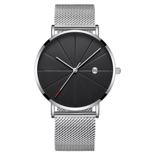 2019 Luxury Business Herrklockor Herr Guldklockor Ultratunna Herrklockor Rostfritt stål Mesh Bälte Quartz Watch horloge mannen 031297silver