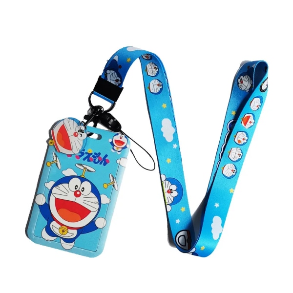 1 Set Anime Kortfodral Kort Nyckel Lanyard Cosplay Badge ID-kort Hållare Halsband Nyckelringar Doraemon CT-Aa