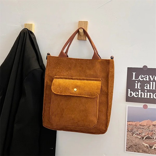 Manchesterväska för kvinnor Shopperväska Designerhandväska Höst och vinter Flickor Studentbokväska Kvinnlig Canvas Axelväska Brown