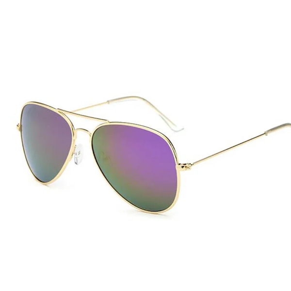 Varumärke Design Klassiska Aviation Solglasögon Dam Spegelkörning Retro Båge Polit Solglasögon Man UV400 Gafas De Sol För Män Gold Purple