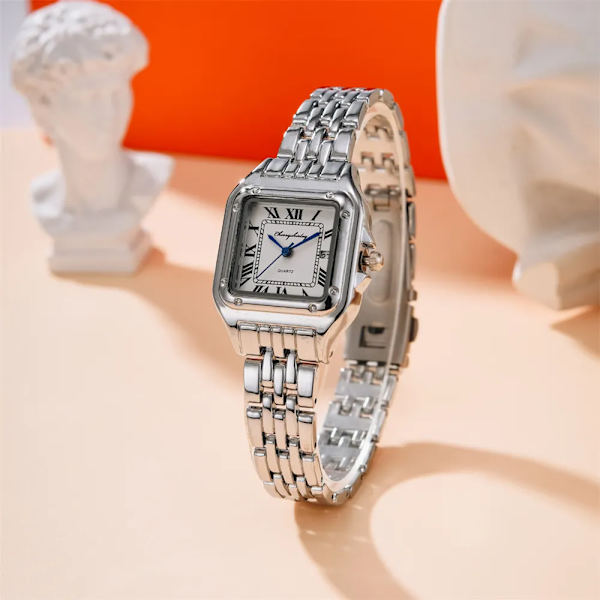 Ny watch Dammode Herrmode Kvartsarmbandsklocka Watch Ny watch Klocka Watch Silver black