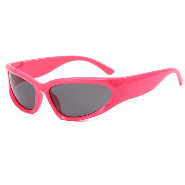 SHAUNA Retro Y2K-stil Kvinnor Cat Eye Solglasögon Mode Färgglada Spegelglasögon Män Punk Sport Solglasögon Rose gray As the picture