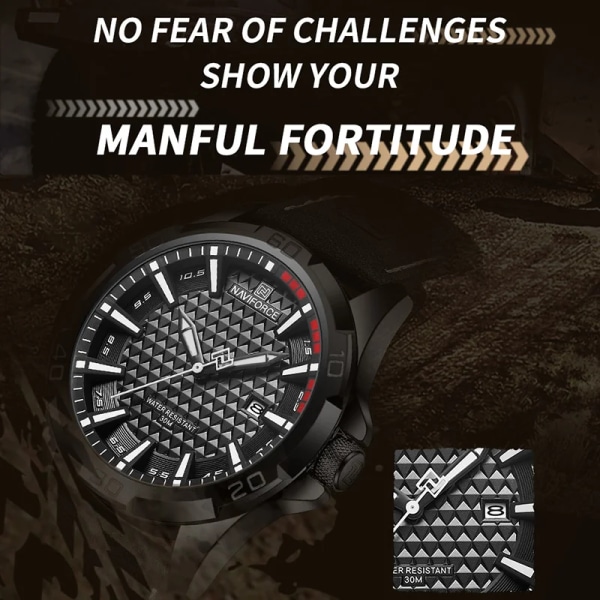 NAVIFORCE Varumärke Män Mode Kvarts Klockor Man Läderrem Sport Vattentät Armbandsur KalenderKlocka Relogio Masculino SGNGN