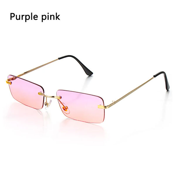 Resestil Bergsklättring Solglasögon För män Kvinnor UV400 nyanser Rektangel utan båge Glasögon Gradient Färger Glasögon Purple pink