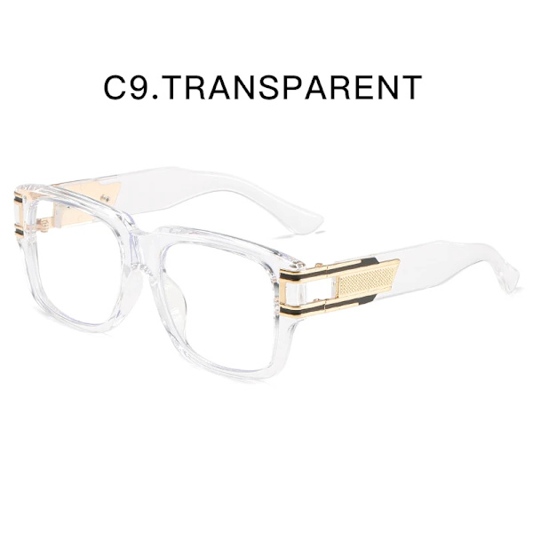 ZFYCOL Retro fyrkantiga solglasögon Män Lyxmärke Oversized Dam Solglasögon Mode Glasögon Bilkörning Solglasögon UV400 Oculos C9 Transparent Other