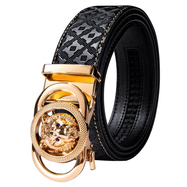 Designer Black Leather Herrbälten Prägling Spärrrem Midjeband Automatiska spännen Glidklänning Jeansbälte för män 110CM-130CM 2339DPA 120cm