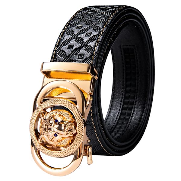 Designer Black Leather Herrbälten Prägling Spärrrem Midjeband Automatiska spännen Glidklänning Jeansbälte för män 110CM-130CM 2339DPA 130cm