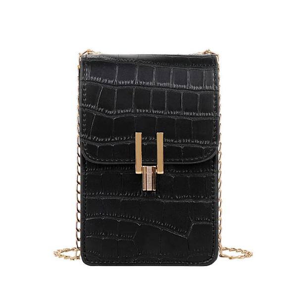 Krokodilmönster Mode Damväska Högkvalitativ textur Axelväska Mobiltelefonväska PU-spänne Crossbody-väskor för kvinnor Black