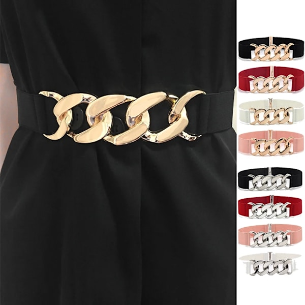 Mode Elegant Elastiskt Brett Kvinnor Bälte Guld Ring Spänne Dekorativa kvinnor bälten för klänning designer bälten kvinnor hög kvalitet Red 2 70cm