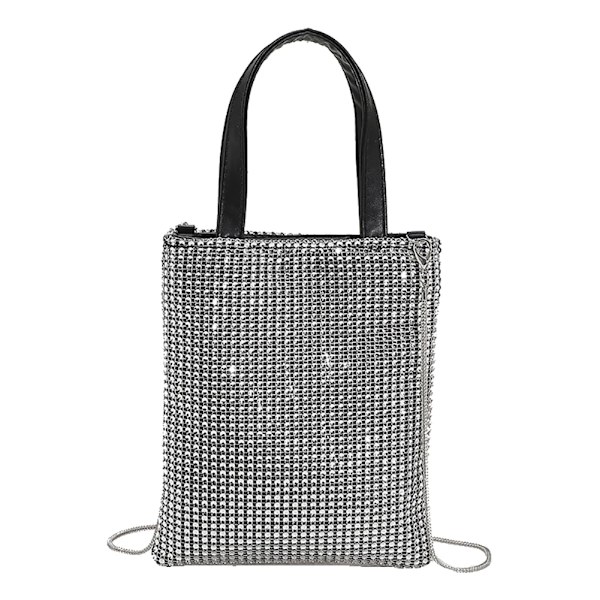 Mode Rhinestones Evening Clutch-väska för kvinnor Glänsande middagsfest Bröllopsväska Handväska Designer Kvinnlig underarmsaxelväska Black 18X21CM