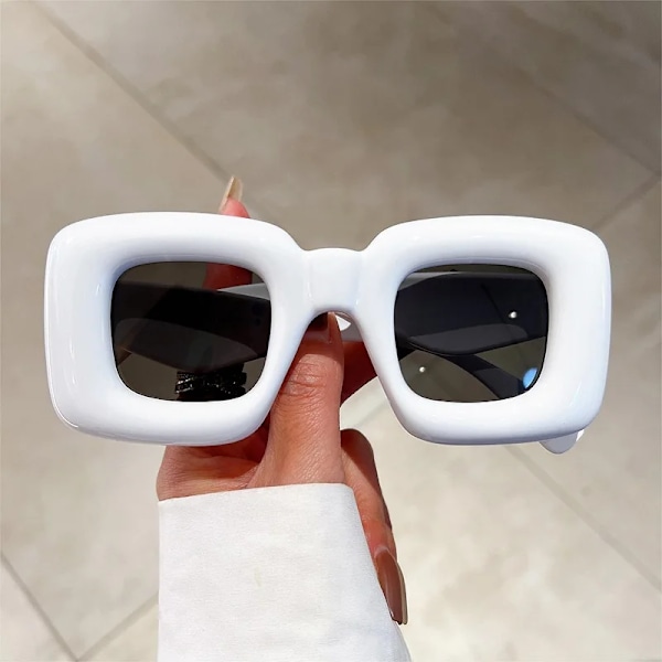 KAMMPT överdimensionerade fyrkantiga solglasögon Män Kvinnor Mode Uppblåsta bågar Solglasögon Trendig Ny design UV400 Goggle Solglasögon white as picture shows