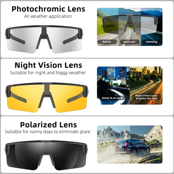 WEST BIKING Myopic Polarized Square Solglasögon Män Photochromic Cykling Passform över glasögon Köra Fiske Glasögon Cykelglasögon Red x Night Vision
