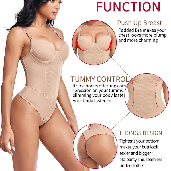 Sexiga inbyggda bh-trosor Bodysuit Shapewear kvinnor Mesh Body Shaper med 4 stålben Smal magkontroll Underkläder Mesh korsett Black M