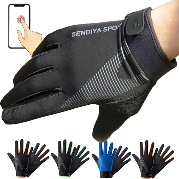 Män Cykelhandskar Full Finger Touch Screen Motorcykel Cykel Mtb Cykel Handskar Gym Träningshandskar Utomhusfiske Hand Guantes Black Green XL