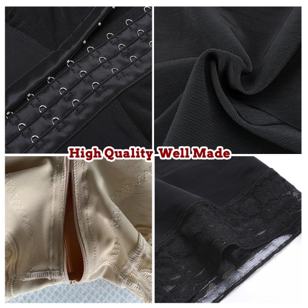 Fajas Reductoras Body Shaper Slimming Slida Flat Belly Shapewear Magkontroll Body Efter förlossning livstycken Gördlar Kvinna Korsett Black crotchless M